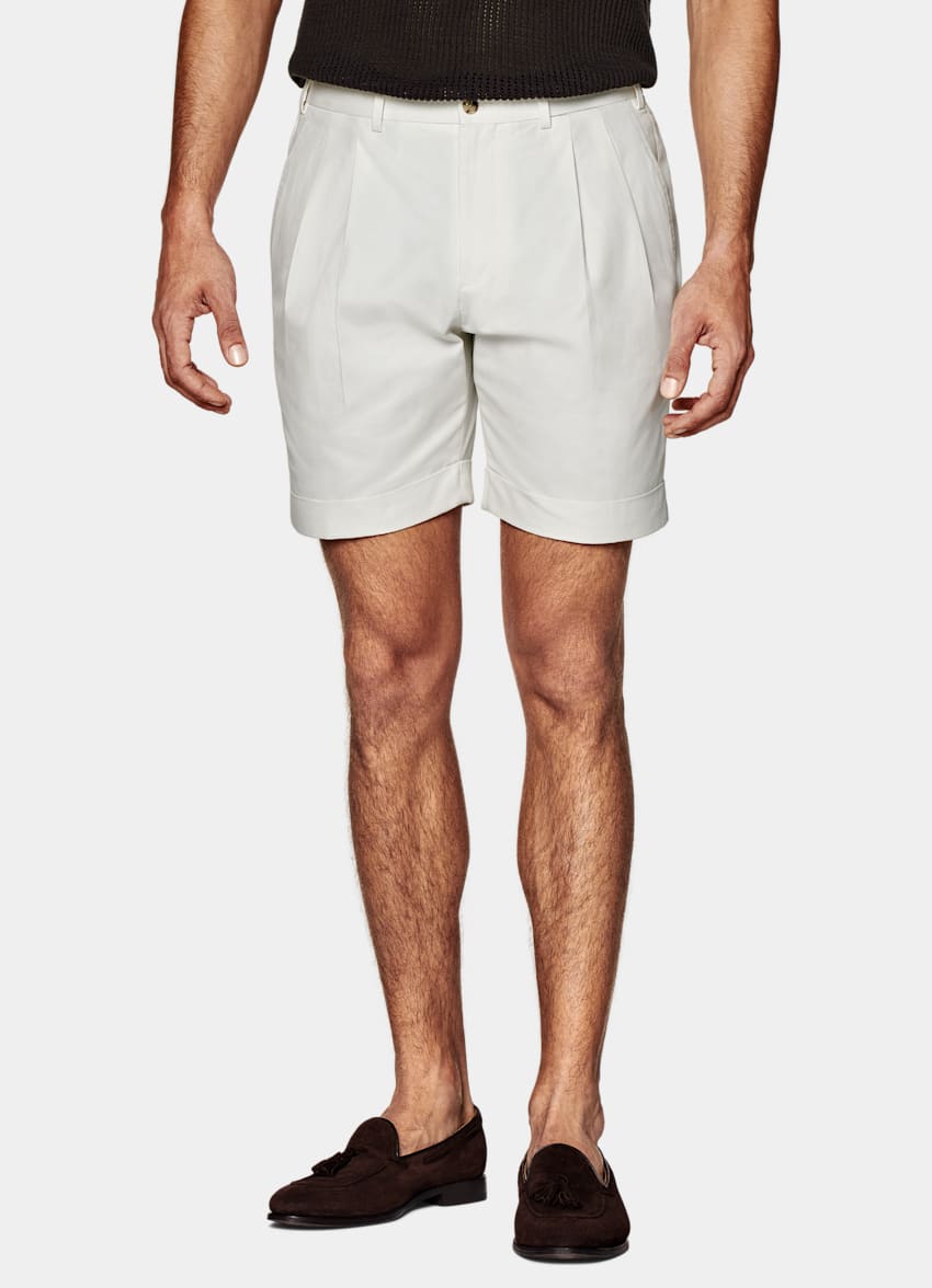 SUITSUPPLY Pure Cotton by E.Thomas, Italy Off-White Slim Leg Shorts