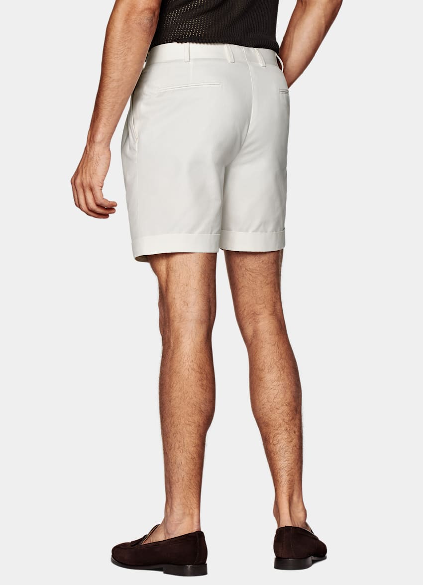 SUITSUPPLY Pure Cotton by E.Thomas, Italy Off-White Slim Leg Shorts
