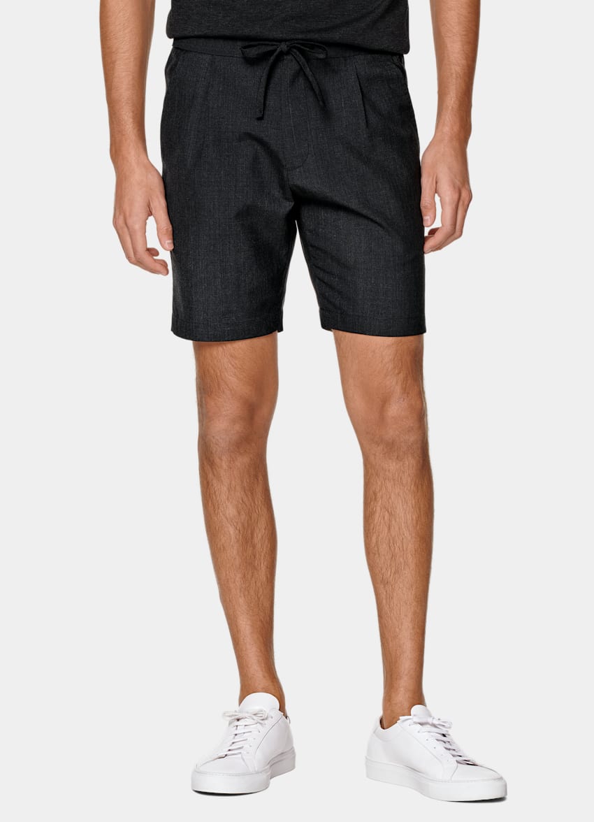 SUITSUPPLY Pure S120's Tropical Wool by Vitale Barberis Canonico, Italy Dark Grey Drawstring Ames Shorts