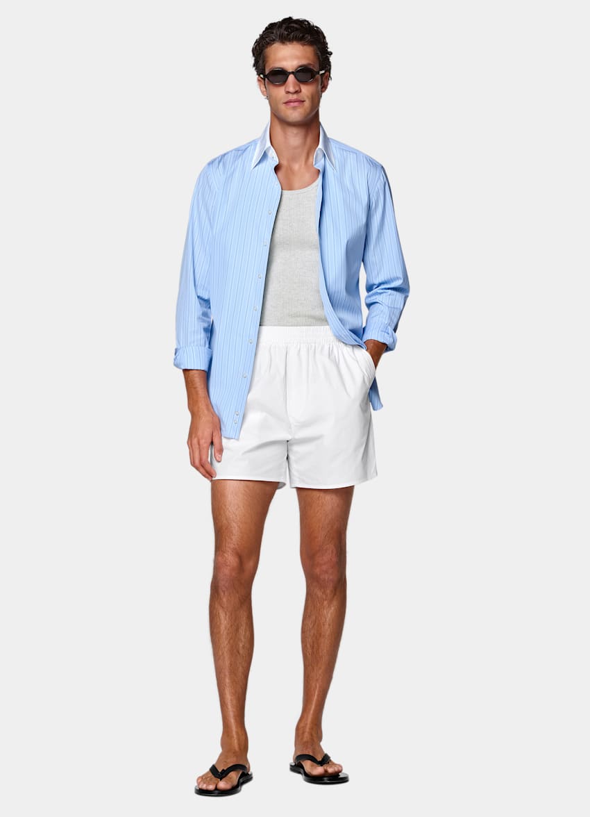 SUITSUPPLY Pure Cotton by Sidogras, Spain Off-White Straight Leg Shorts