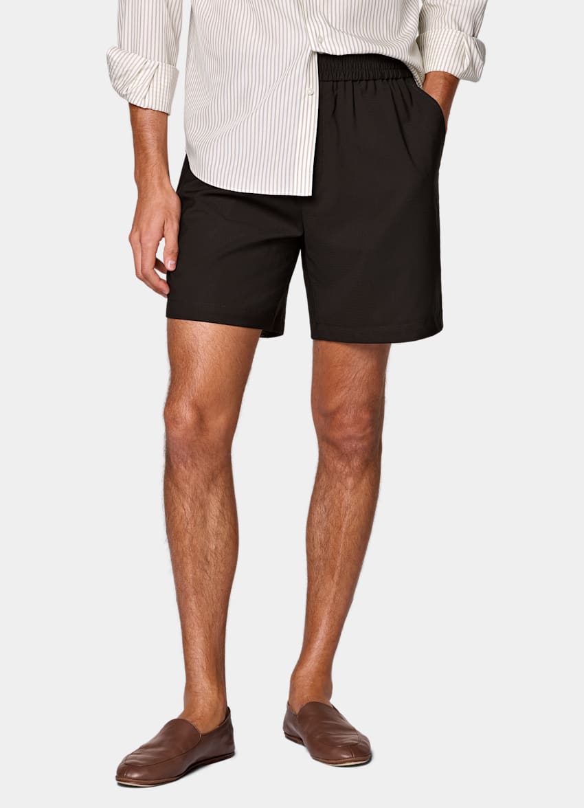 SUITSUPPLY Pure Wool by Togna, Italy Dark Brown Straight Leg Shorts