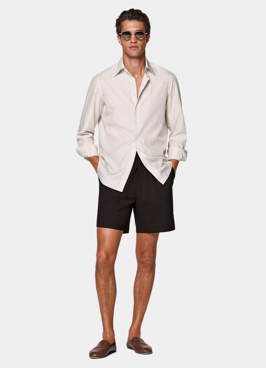 SUITSUPPLY Pure Wool by Togna, Italy Dark Brown Straight Leg Shorts