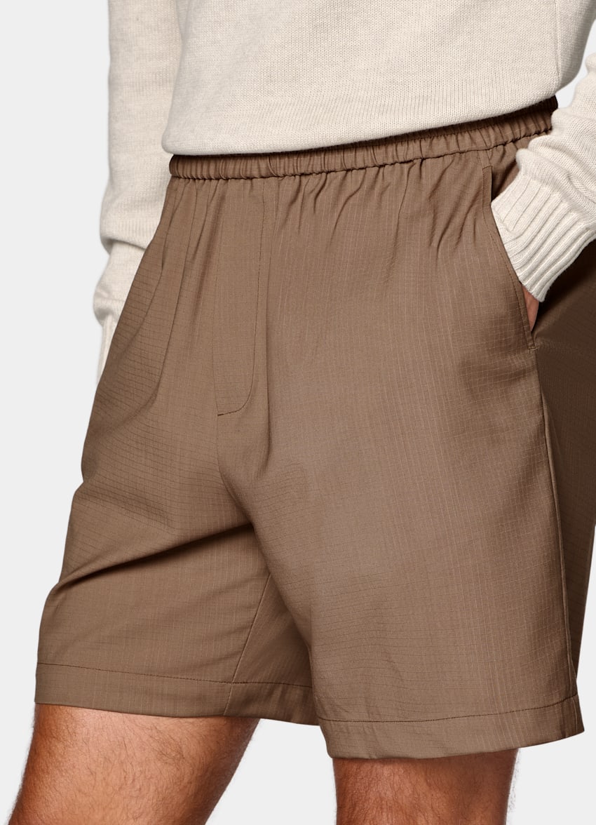 SUITSUPPLY Pure Wool de Togna, Italia Mid Brown Straight Leg Shorts