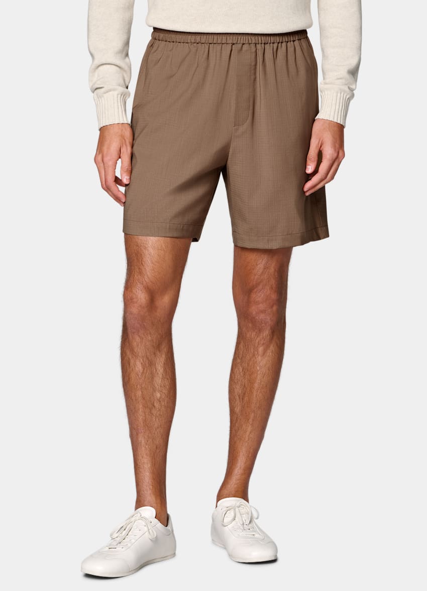 SUITSUPPLY Pure Wool de Togna, Italia Mid Brown Straight Leg Shorts