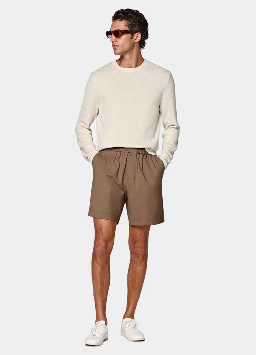 SUITSUPPLY Pure Wool de Togna, Italia Mid Brown Straight Leg Shorts