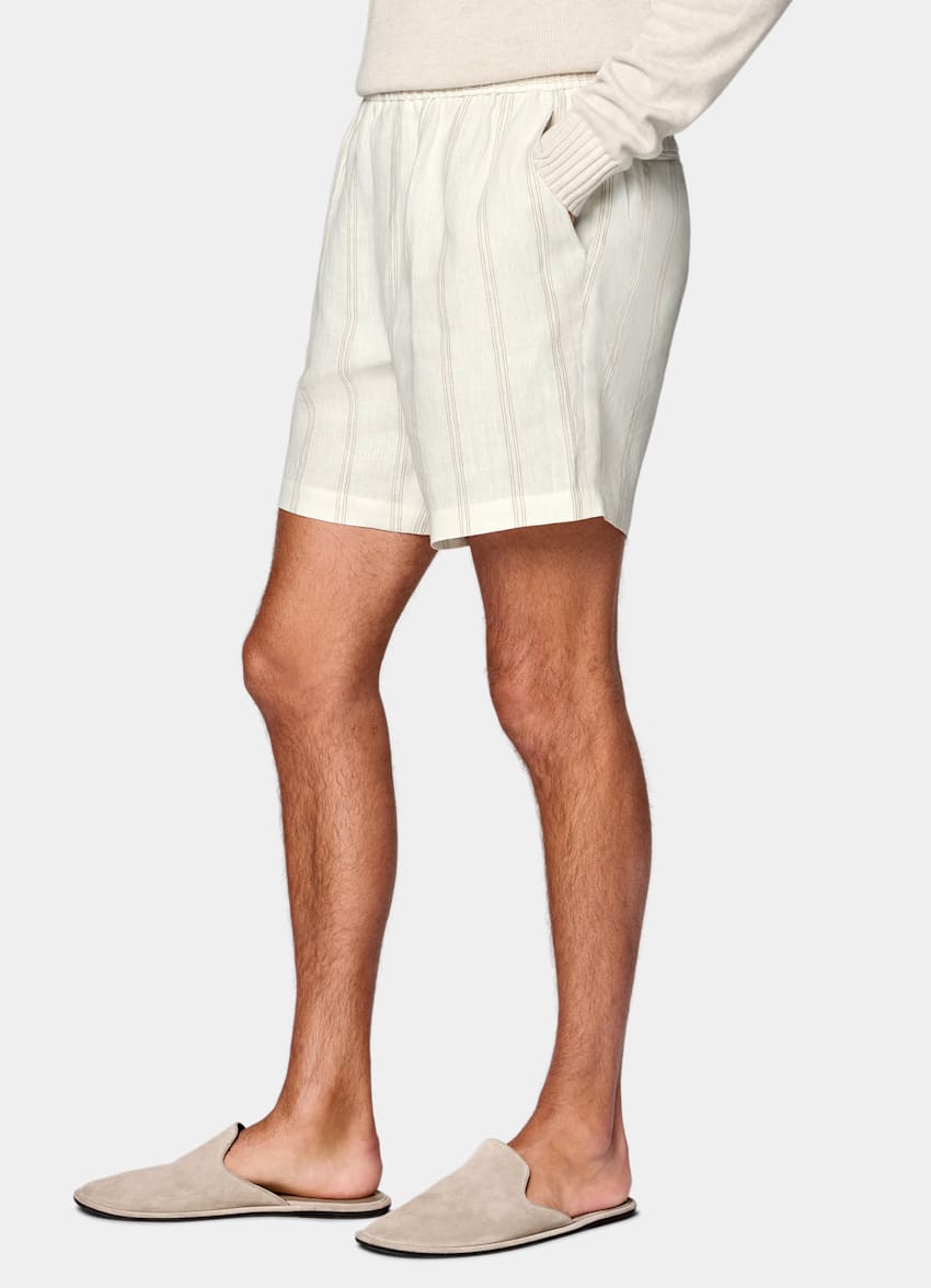 SUITSUPPLY Pure Linen - Subalpino, Italie Mid Brown Striped Straight Leg Shorts
