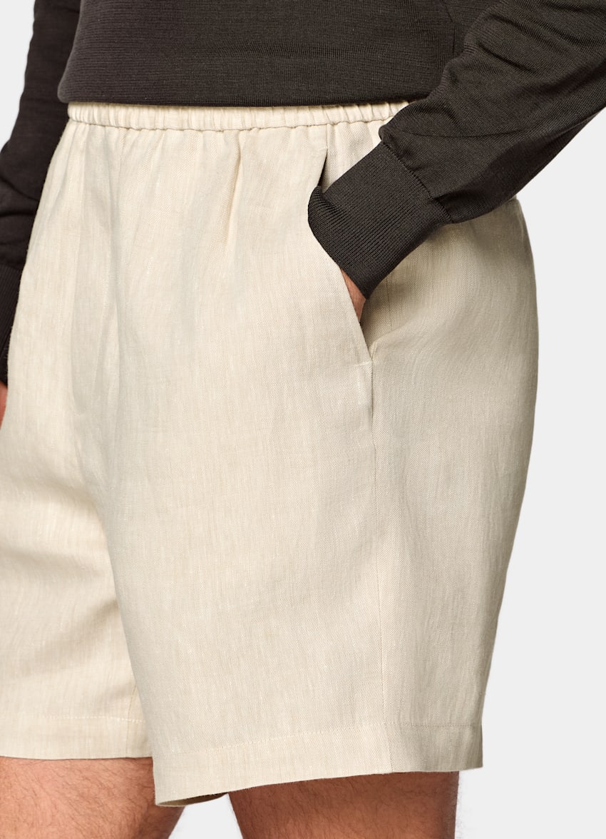 SUITSUPPLY Pure Linen by Di Sondrio, Italy Light Brown Straight Leg Shorts