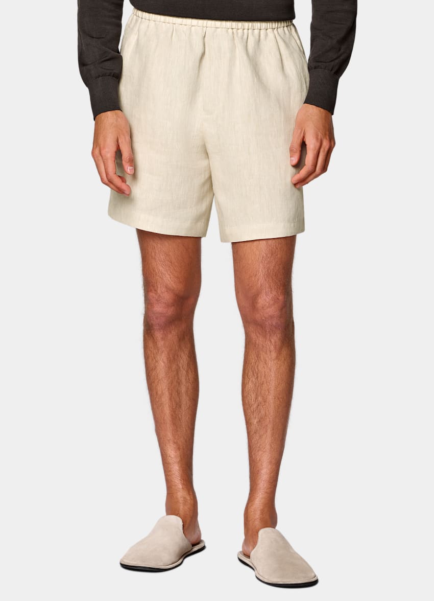 SUITSUPPLY Pure Linen by Di Sondrio, Italy Light Brown Straight Leg Shorts