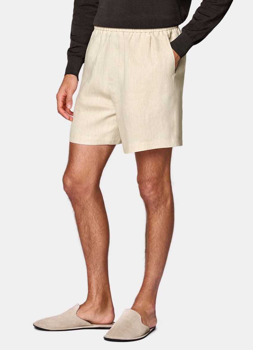 SUITSUPPLY Pure Linen by Di Sondrio, Italy Light Brown Straight Leg Shorts