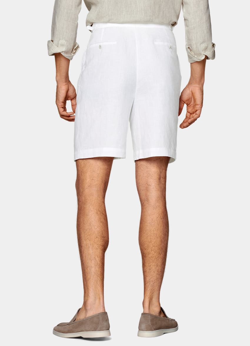 SUITSUPPLY Pure Linen by Baird McNutt, United Kingdom White Pleated Mira Shorts