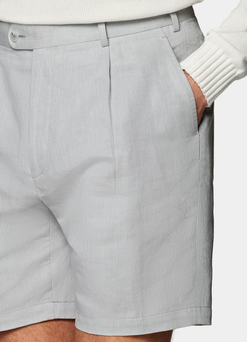 SUITSUPPLY Lino e cotone - Di Sondrio, Italia Pantaloncini grigio chiaro straight leg