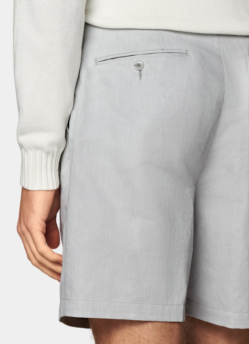 SUITSUPPLY Lino y algodón de Di Sondrio, Italia Pantalones cortos gris claro Straight Leg