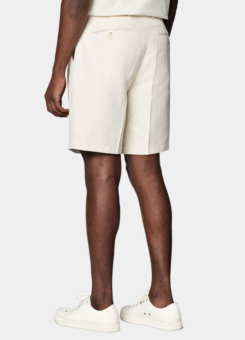 SUITSUPPLY Bomull, linne från Di Sondrio, Italien Sandfärgade shorts i straight leg-modell