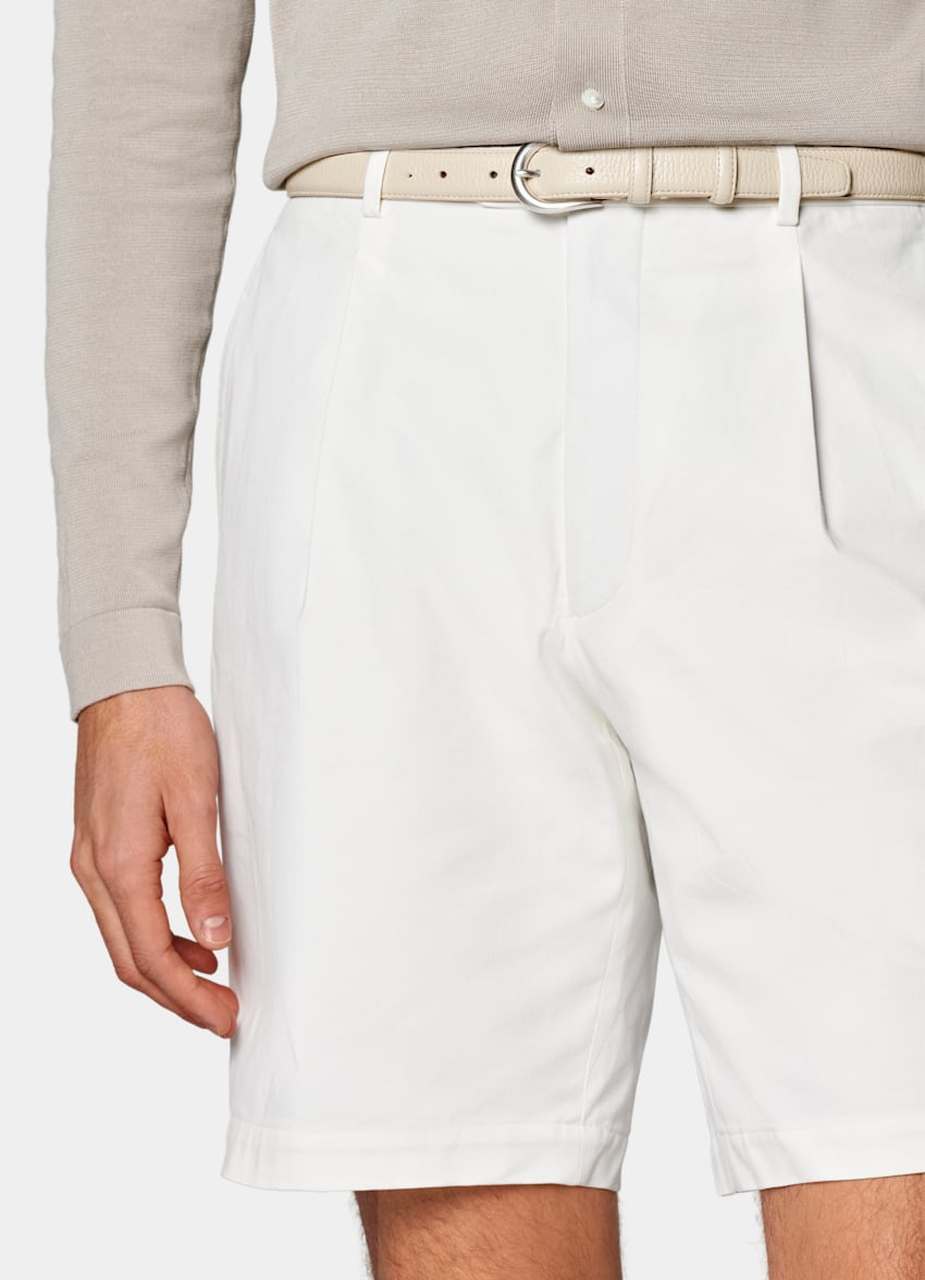 SUITSUPPLY Algodón elástico de Di Sondrio, Italia Pantalones cortos color crudo Straight Leg