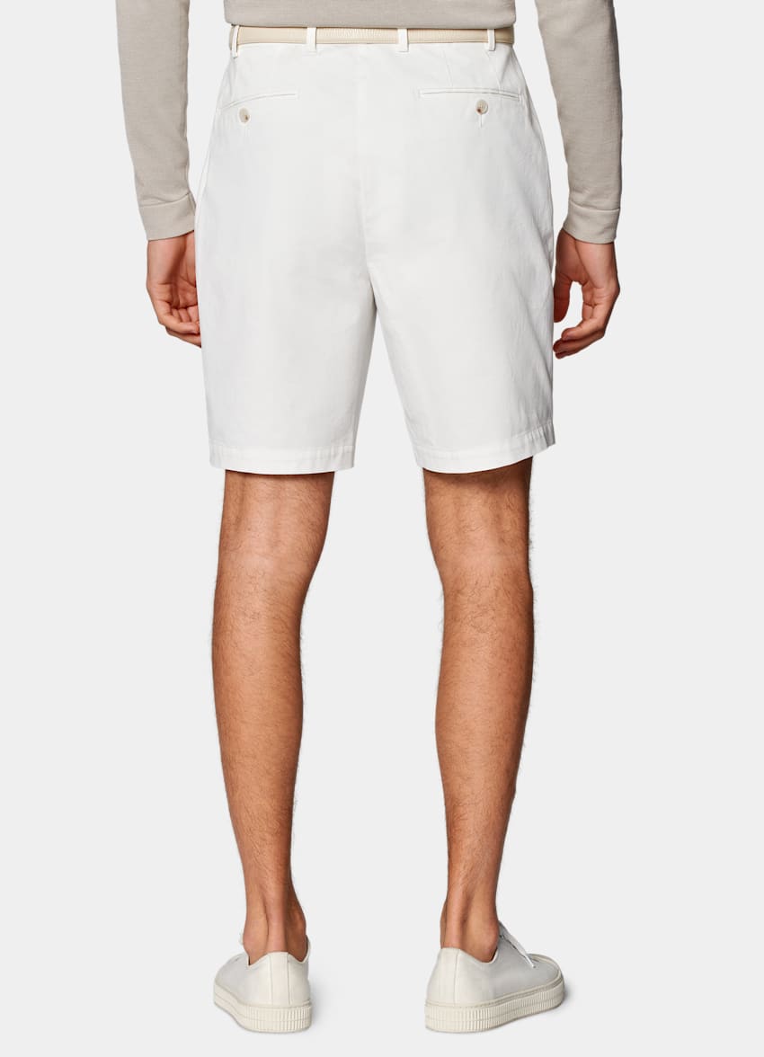 SUITSUPPLY Stretch Cotton by Di Sondrio, Italy Off-White Straight Leg Shorts