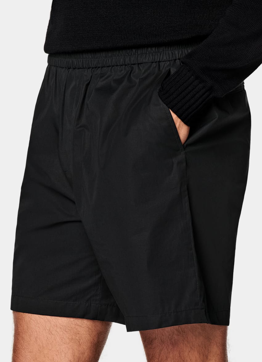 SUITSUPPLY Pure Cotton by Di Sondrio, Italy Black Straight Leg Shorts