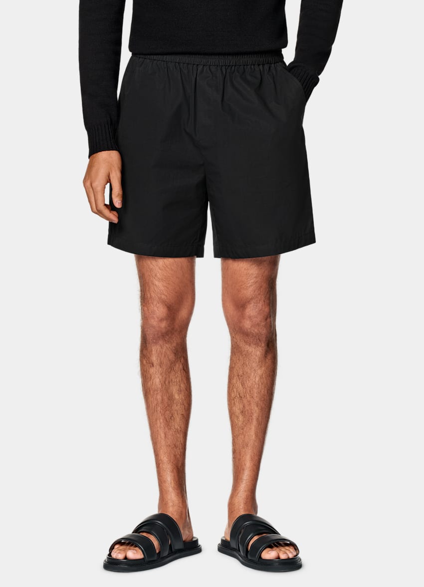 SUITSUPPLY Pure Cotton by Di Sondrio, Italy Black Straight Leg Shorts