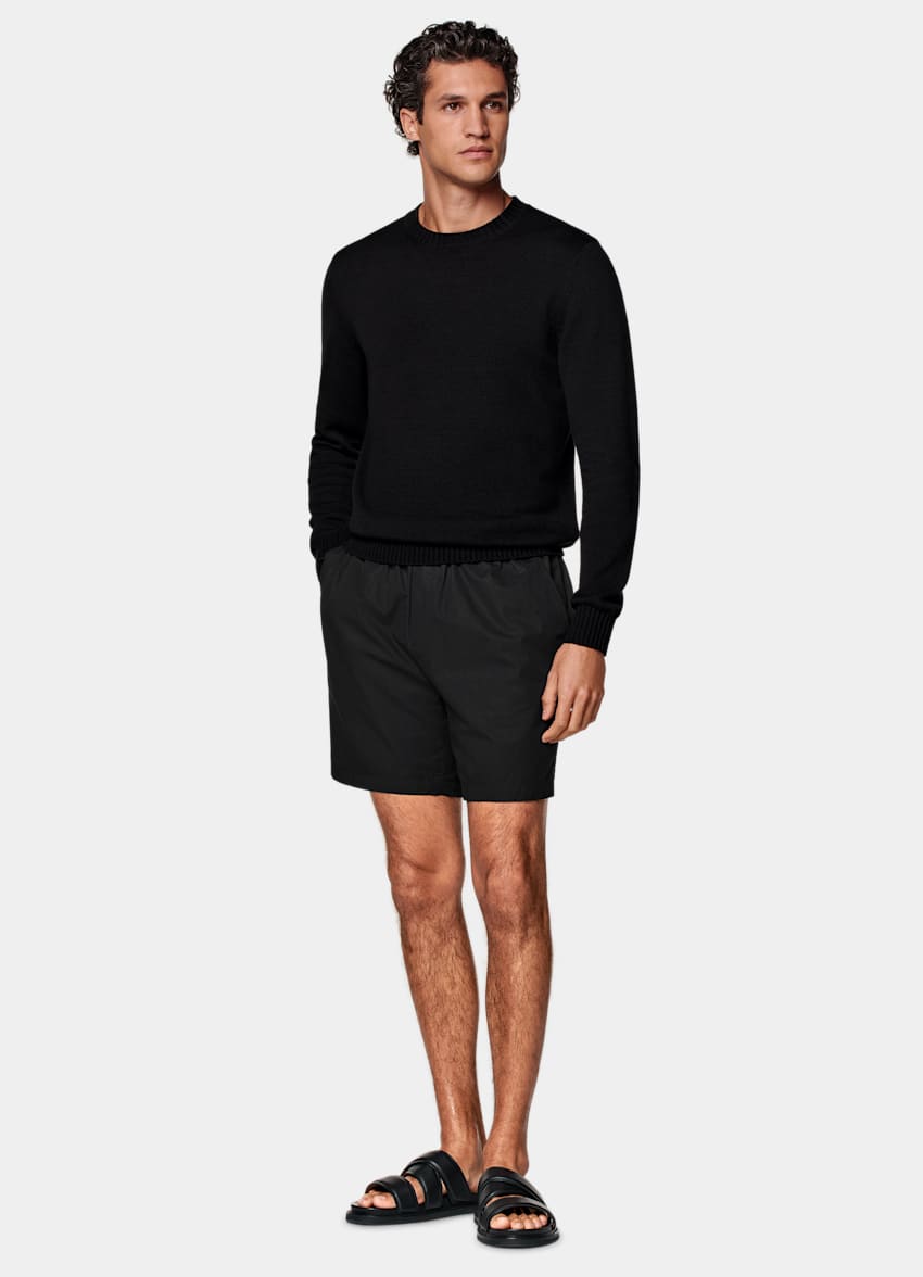 SUITSUPPLY Pure Cotton by Di Sondrio, Italy Black Straight Leg Shorts