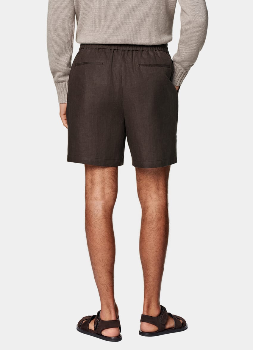 SUITSUPPLY Pure Linen by Leomaster, Italy Mid Brown Straight Leg Shorts