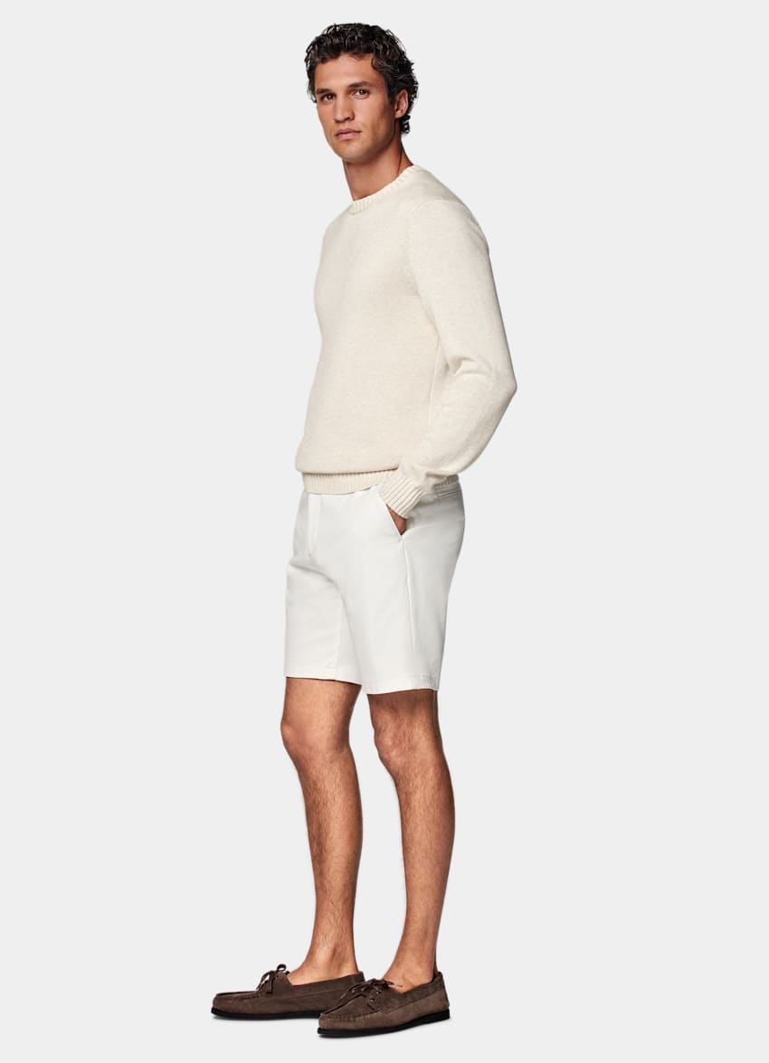SUITSUPPLY Cotone stretch - Cervotessile, Italia Pantaloncini chino color panna slim leg