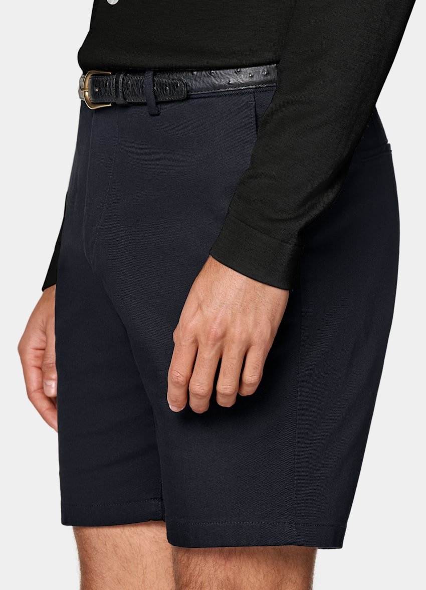 SUITSUPPLY Stretch Cotton by Cervotessile, Italy Navy Slim Leg Chino Shorts