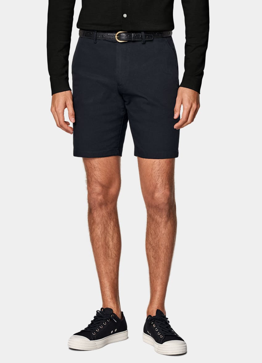 SUITSUPPLY Stretch Cotton by Cervotessile, Italy Navy Slim Leg Chino Shorts