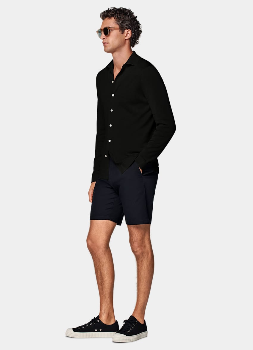 SUITSUPPLY Stretch Cotton by Cervotessile, Italy Navy Slim Leg Chino Shorts