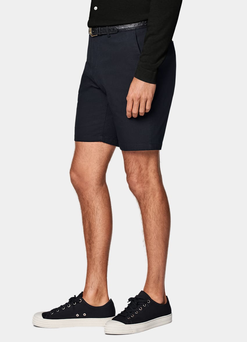 SUITSUPPLY Stretch Cotton by Cervotessile, Italy Navy Slim Leg Chino Shorts