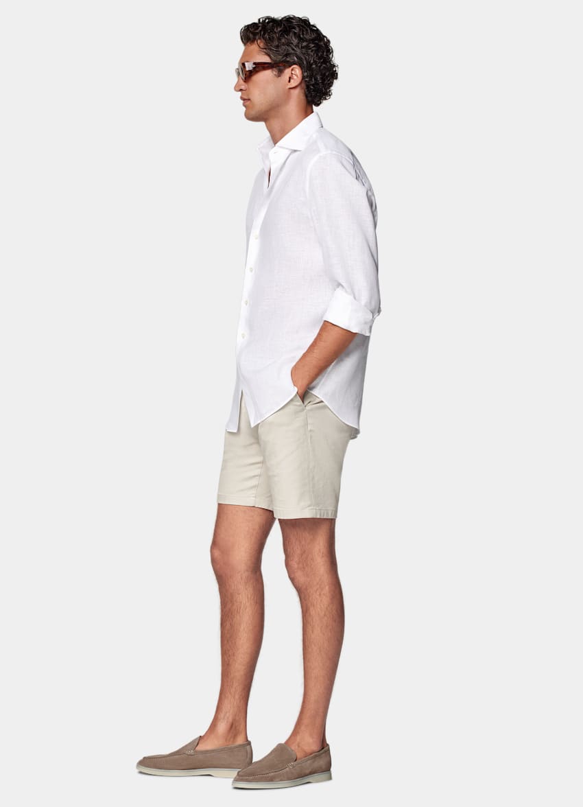 SUITSUPPLY Cotone stretch - Cervotessile, Italia Pantaloncini chino color sabbia slim leg