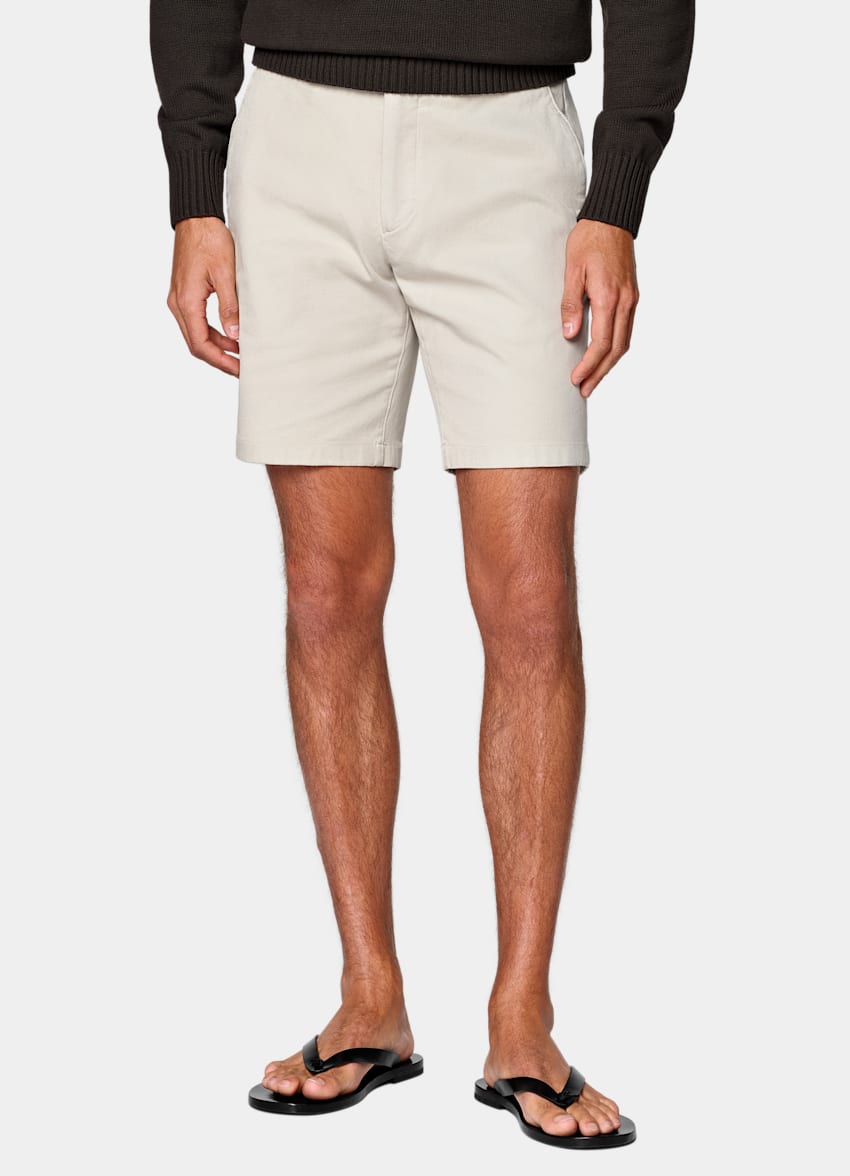 SUITSUPPLY Stretch Cotton by Cervotessile, Italy Light Brown Slim Leg Chino Shorts