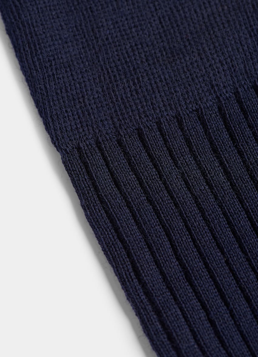 SUITSUPPLY Wool Nylon Navy Ribbed Regular Socks