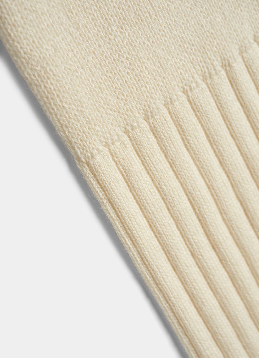 SUITSUPPLY Wool Nylon Off-White Ribbed Regular Socks