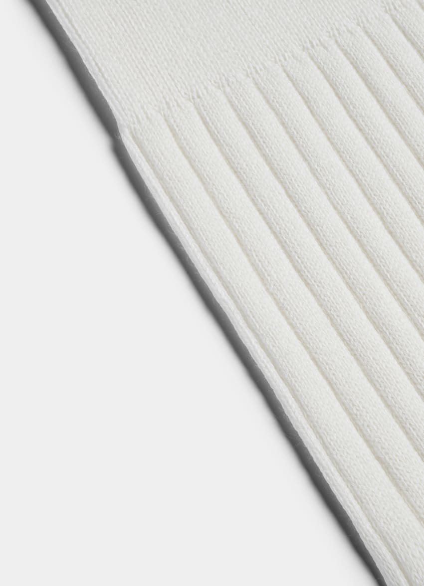 SUITSUPPLY Pure Cotton Off-White Ribbed Socks