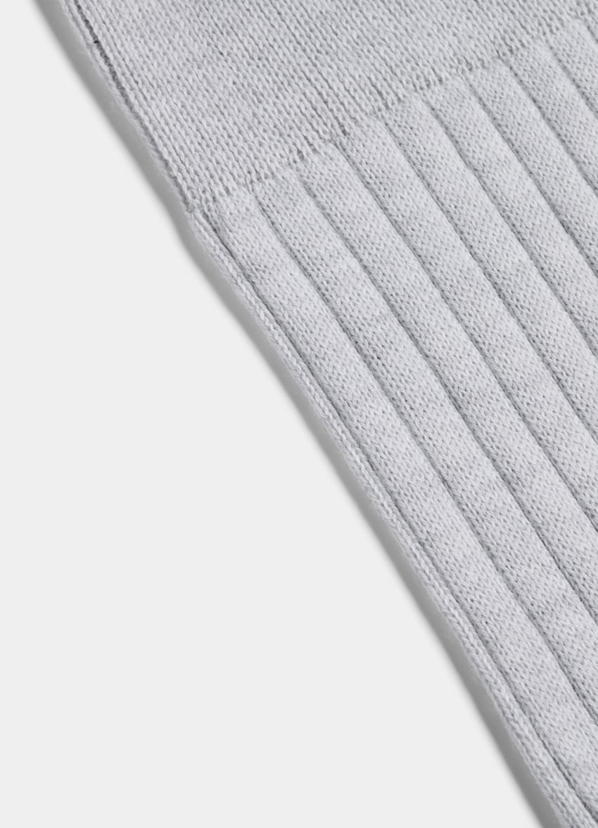 SUITSUPPLY Pur coton Chaussettes classiques côtelées gris clair