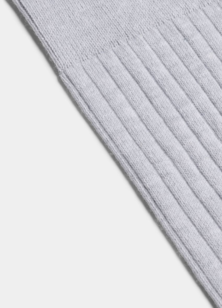 SUITSUPPLY Pure Cotton Light Grey Ribbed Regular Socks