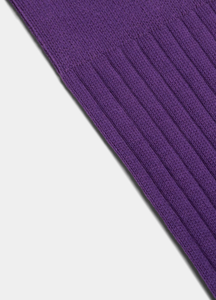 SUITSUPPLY Pur coton Chaussettes classiques côtelées violettes