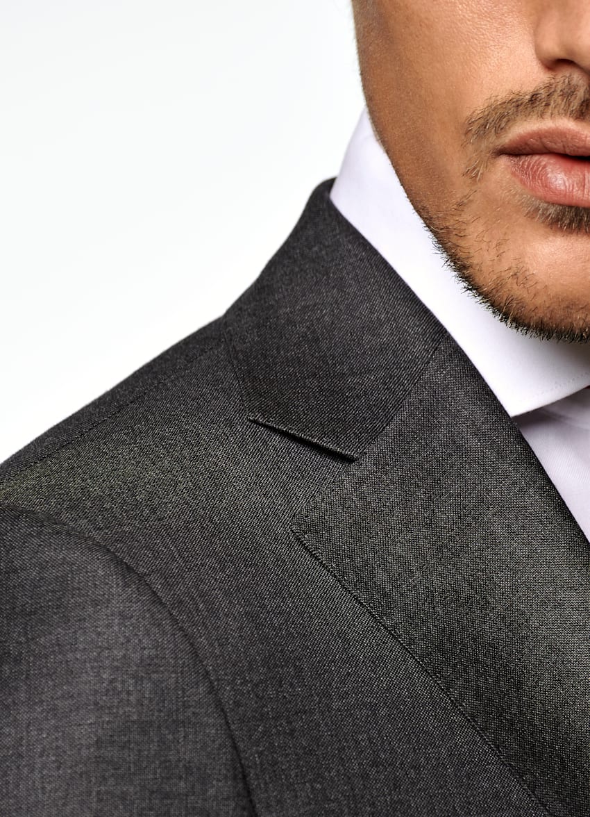 SUITSUPPLY Pure S110's Wool by Vitale Berberis Canonico, Italy Dark Grey Lazio Suit