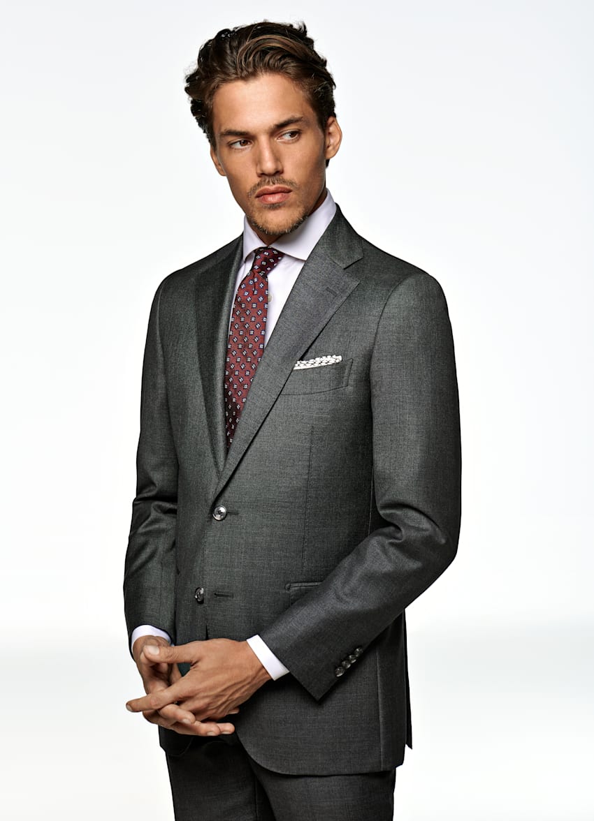 SUITSUPPLY Pure S110's Wool by Vitale Barberis Canonico, Italy Grey Lazio Suit 
