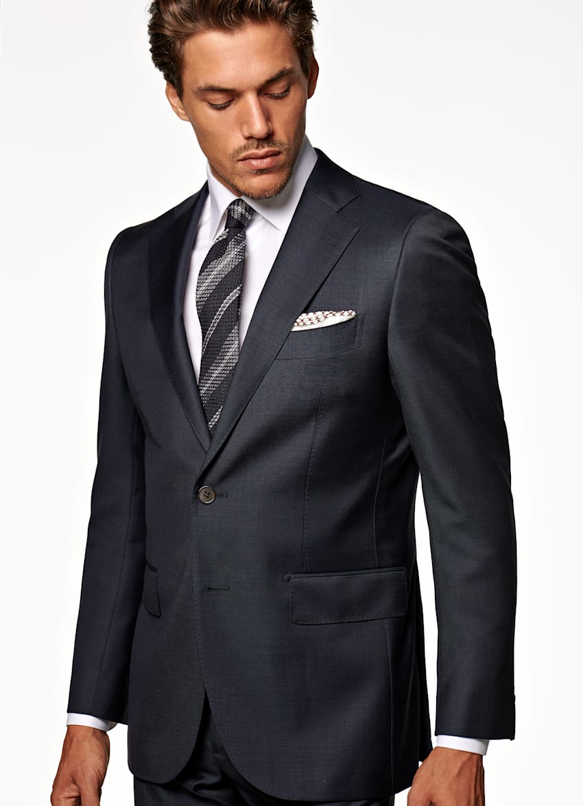 SUITSUPPLY All Season Pure S110's Wool by Vitale Barberis Canonico, Italy  Navy Tailored Fit Lazio Suit