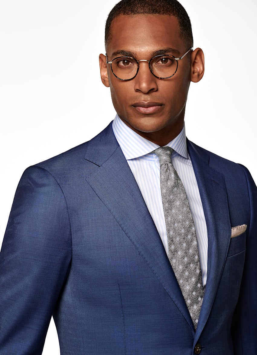 SUITSUPPLY Pure S110's Wool by Vitale Barberis Canonico, Italy Mid Blue Lazio Suit 