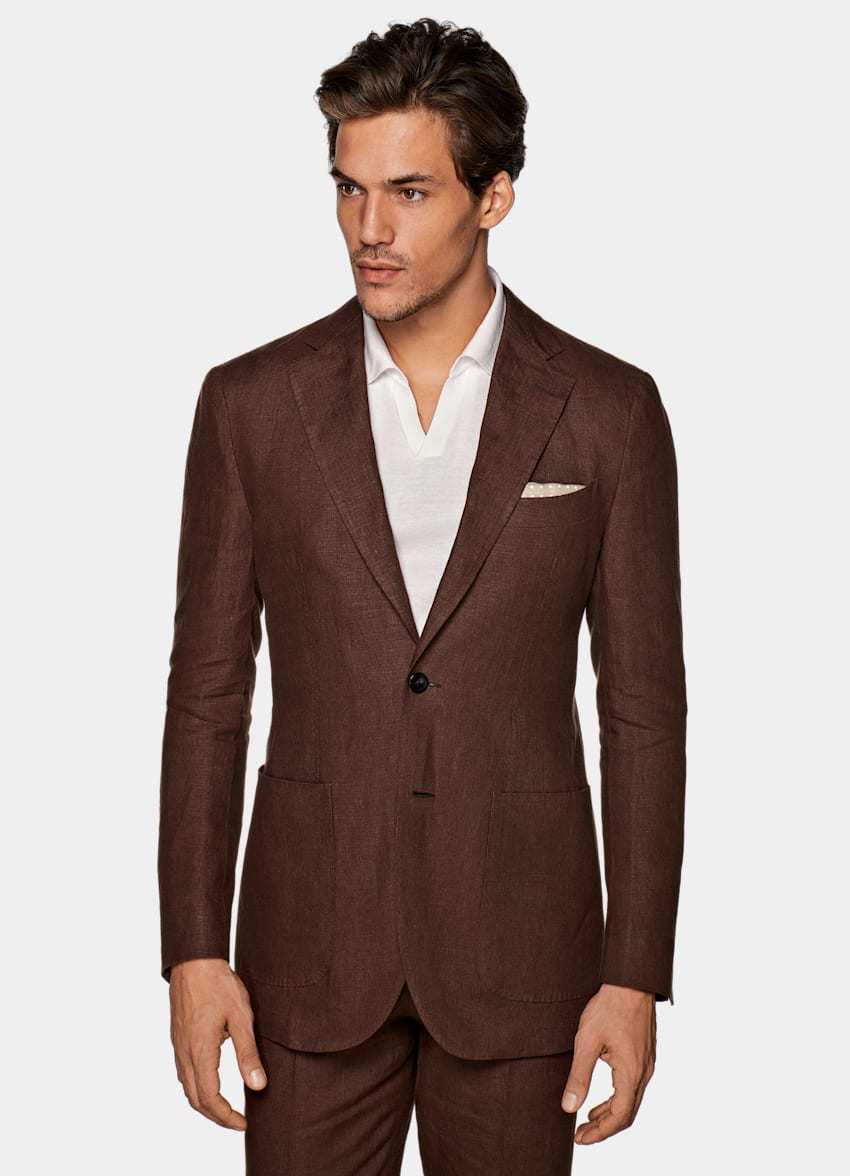 Dark Brown Roma Suit in Pure Linen