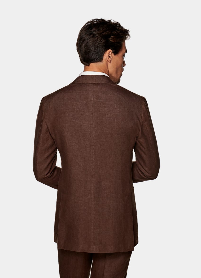 SUITSUPPLY 英国 Baird McNutt 生产的亚麻面料 Lazio 深棕色西装