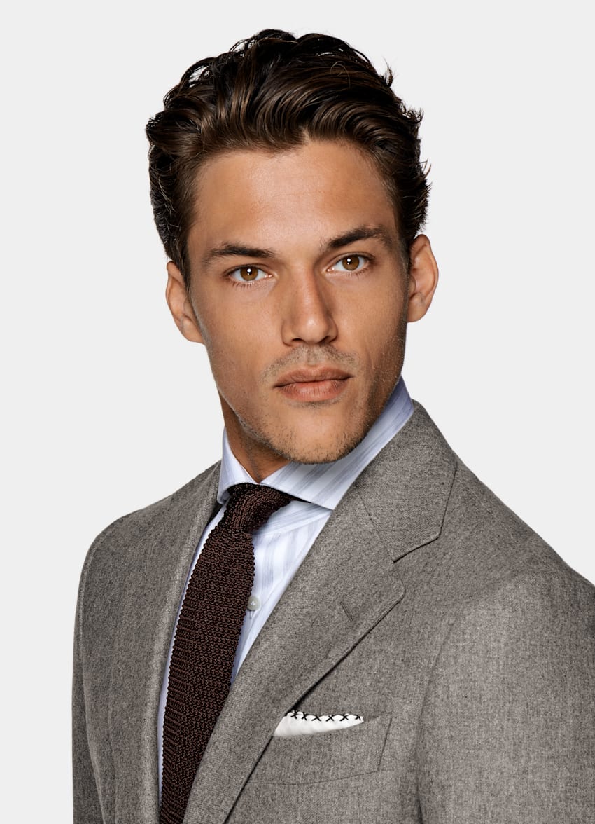 SUITSUPPLY Circular Wool Flannel by Vitale Barberis Canonico, Italy Light Brown Havana Suit