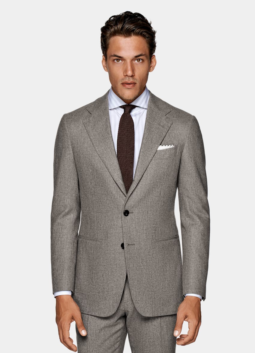SUITSUPPLY Circular Wool Flannel by Vitale Barberis Canonico, Italy Light Brown Havana Suit