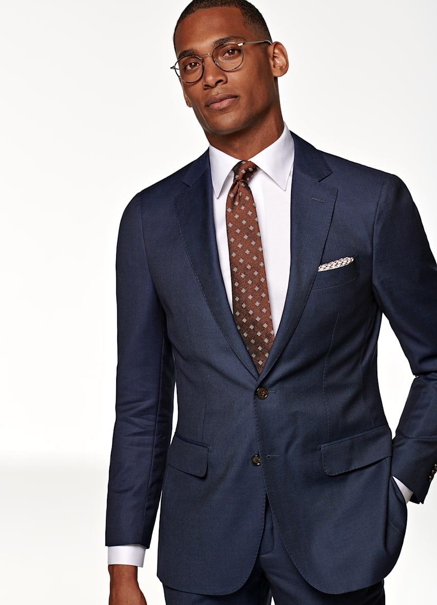 SUITSUPPLY Pure S130's Wool by Vitale Barberis Canonico, Italy Blue Bird's Eye Sienna Suit
