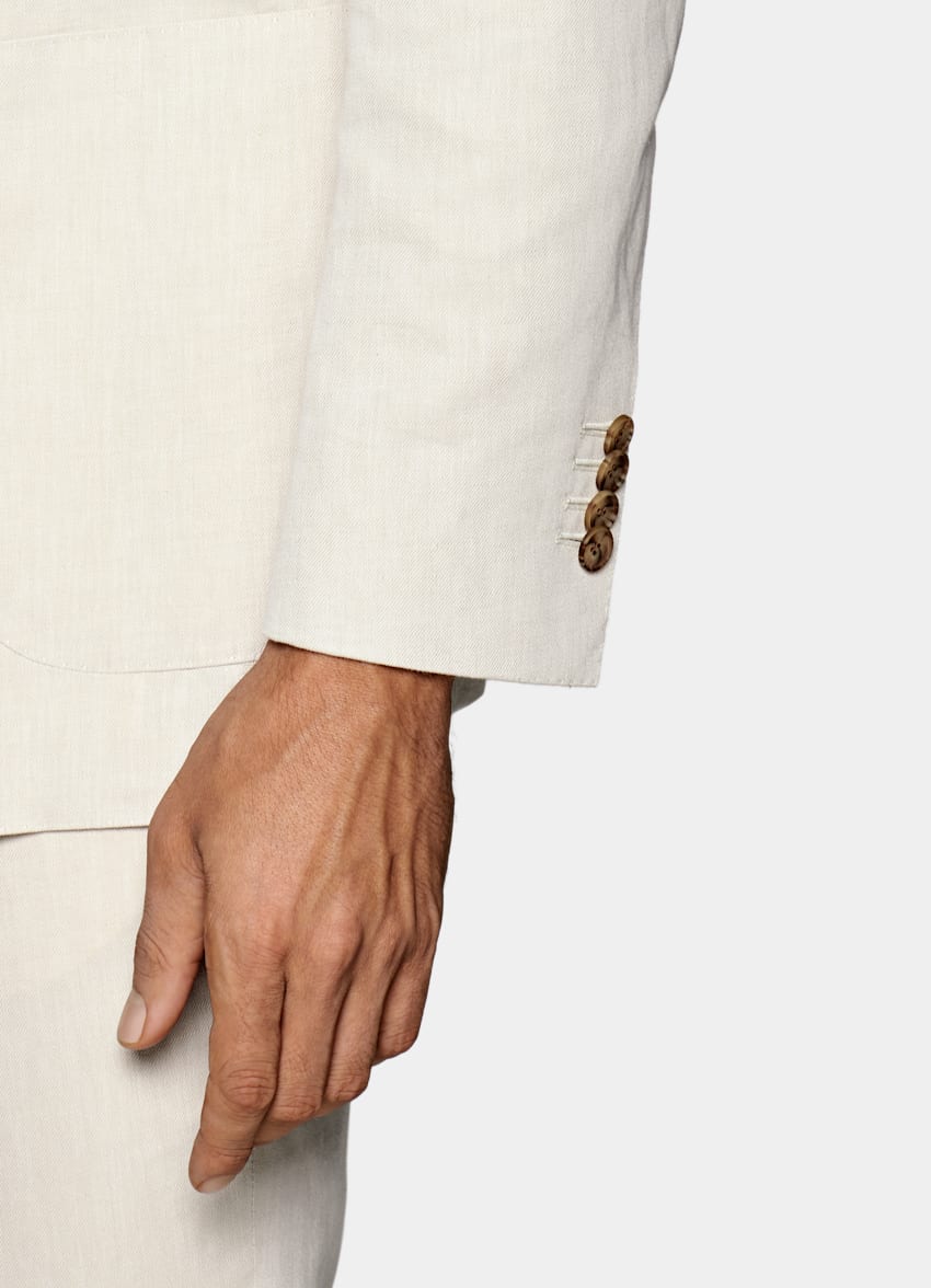 SUITSUPPLY Linen Cotton Light Brown Havana Suit 