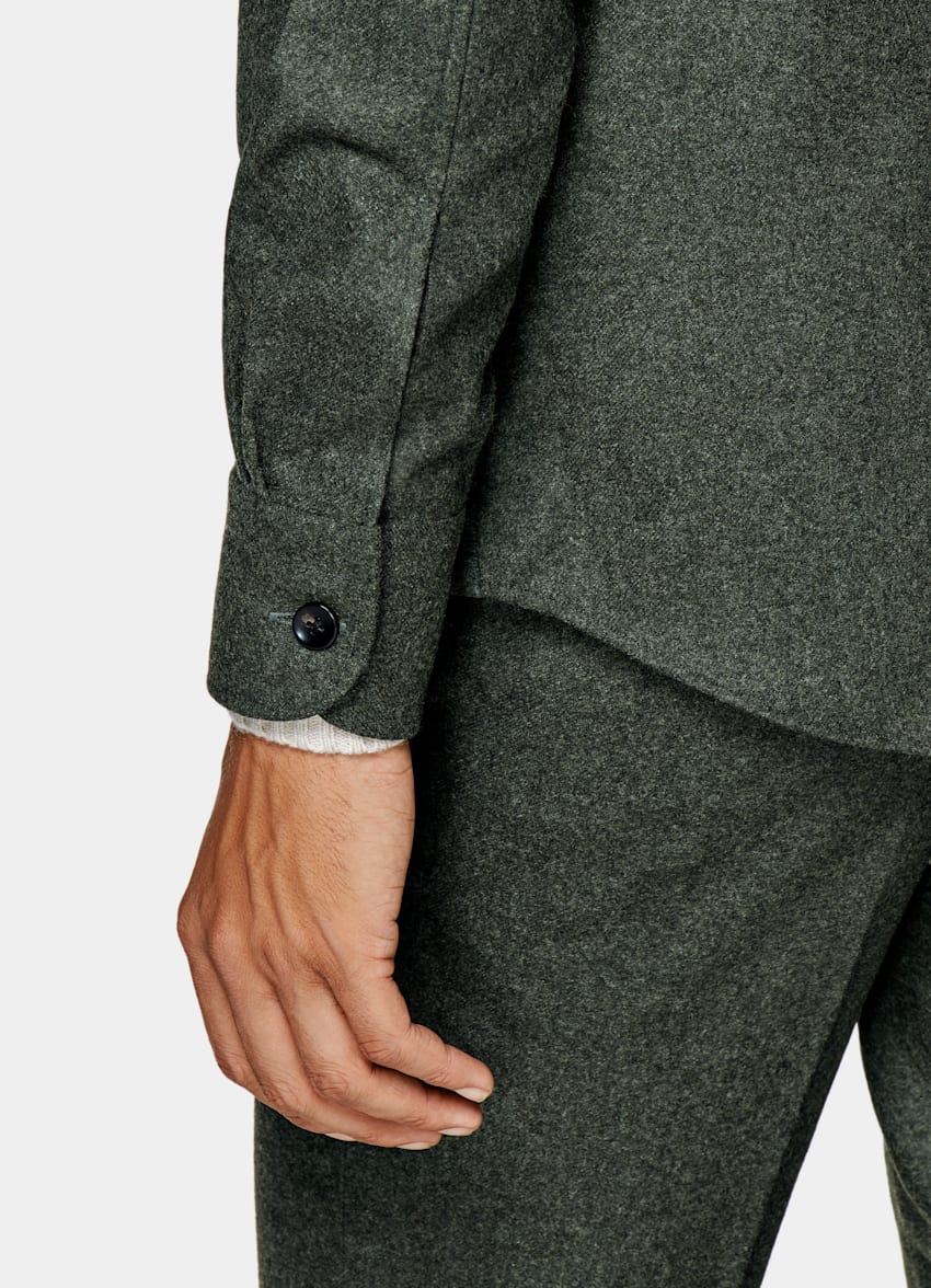 SUITSUPPLY Circular Wool Flannel by Vitale Barberis Canonico, Italy Green Casual Suit