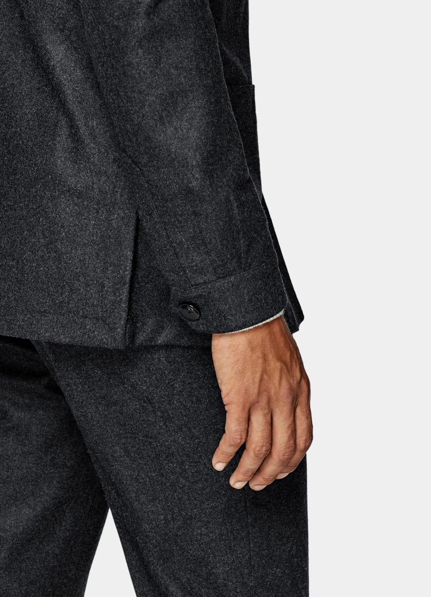 SUITSUPPLY Circular Wool Flannel de Vitale Barberis Canonico, Italia Dark Grey Casual Suit