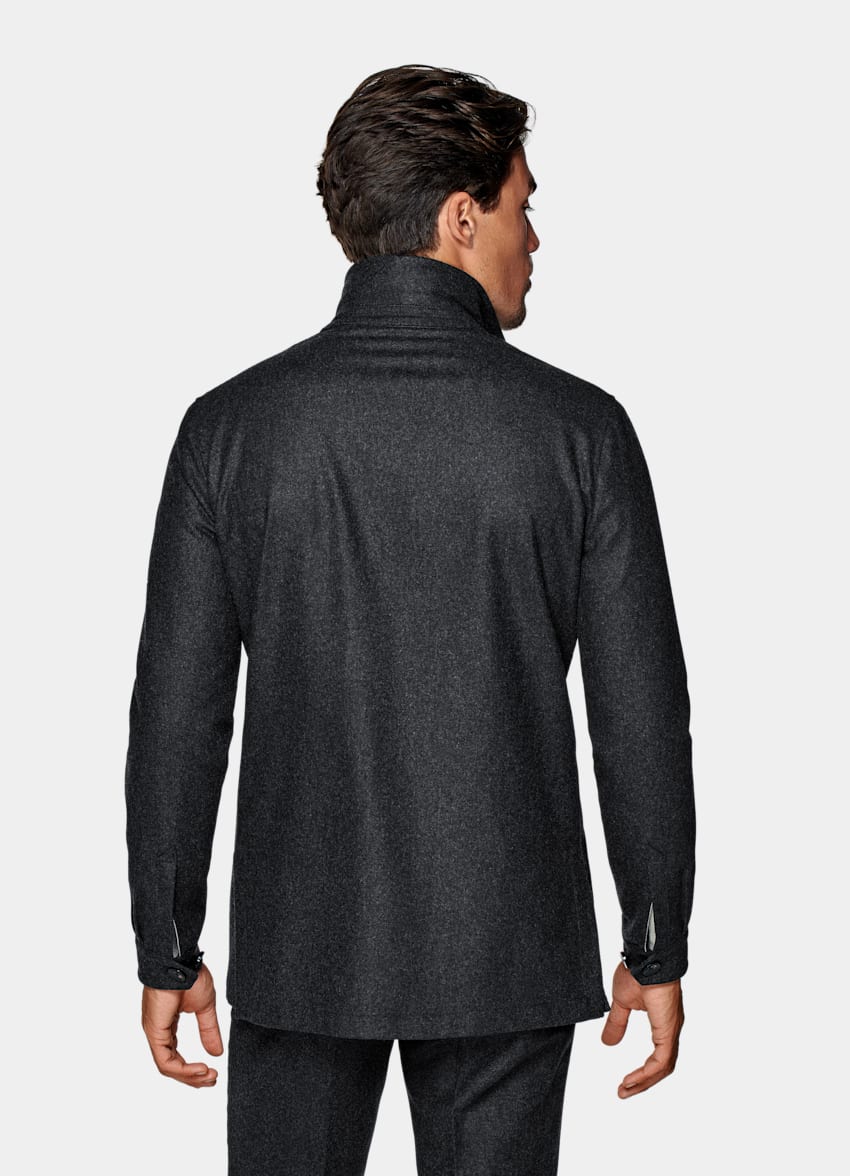 SUITSUPPLY Circular Wool Flannel de Vitale Barberis Canonico, Italia Dark Grey Casual Suit