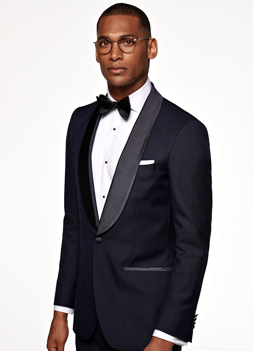 SUITSUPPLY Pure S110's Wool by Vitale Barberis Canonico, Italy Navy Tailored Fit Havana Tuxedo